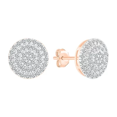 1/2 CT. T.W. Natural White Diamond 10K Rose Gold 10.5mm Stud Earrings