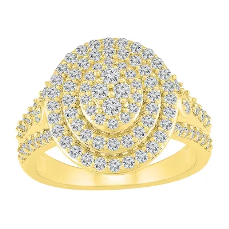 Womens / CT. T.W. Natural White Diamond 10K Gold Halo Cocktail Ring