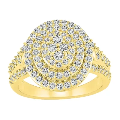 Womens / CT. T.W. Natural White Diamond 10K Gold Halo Cocktail Ring