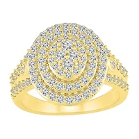 Womens / CT. T.W. Natural White Diamond 10K Gold Halo Cocktail Ring