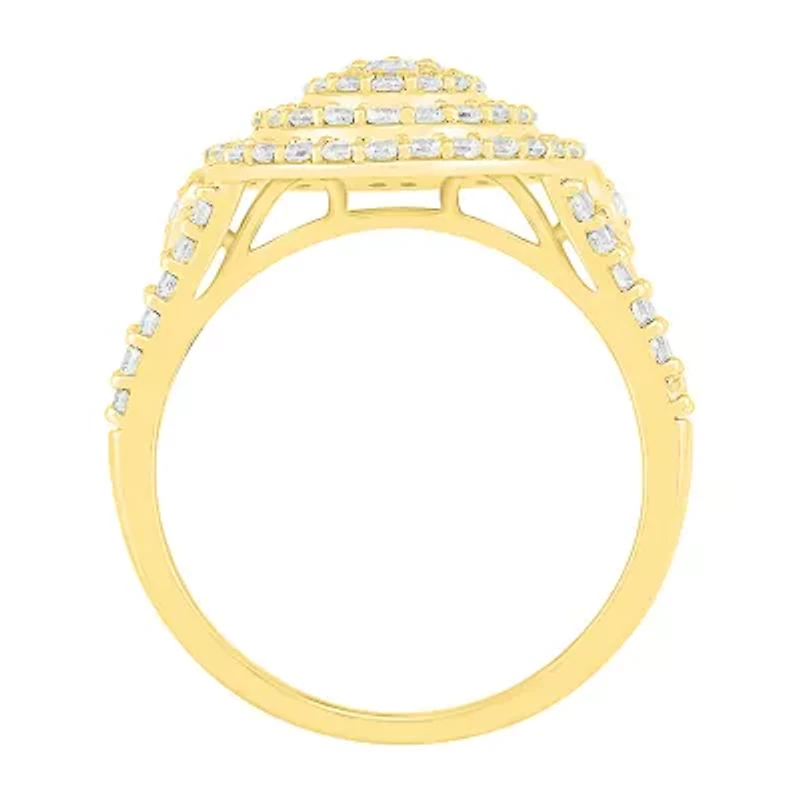 Womens / CT. T.W. Natural White Diamond 10K Gold Halo Cocktail Ring