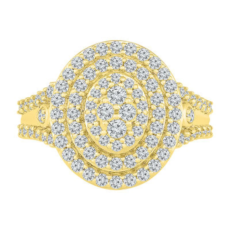 Womens / CT. T.W. Natural White Diamond 10K Gold Halo Cocktail Ring