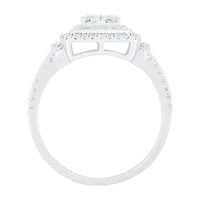 Womens 3/4 CT. T.W. Natural White Diamond 10K Gold Halo Cocktail Ring