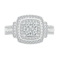 Womens 3/4 CT. T.W. Natural White Diamond 10K Gold Halo Cocktail Ring