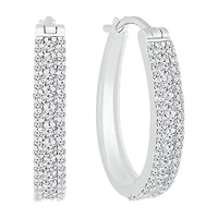 Womens 1/ CT. T.W. Natural White Diamond 10K White Gold 23.3mm Hoop Earrings