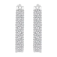 Womens 1/ CT. T.W. Natural White Diamond 10K White Gold 23.3mm Hoop Earrings