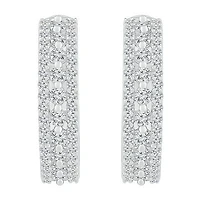 Womens 1 CT. T.W. Natural White Diamond 10K White Gold 20mm Hoop Earrings