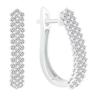 Womens 1 CT. T.W. Natural White Diamond 10K White Gold 24mm Hoop Earrings
