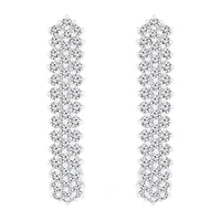 Womens 1 CT. T.W. Natural White Diamond 10K White Gold 24mm Hoop Earrings
