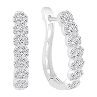 Womens 1 CT. T.W. Natural White Diamond 10K White Gold 24mm Hoop Earrings
