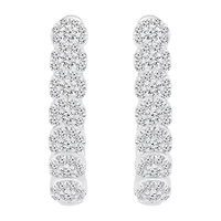 Womens 1 CT. T.W. Natural White Diamond 10K White Gold 24mm Hoop Earrings