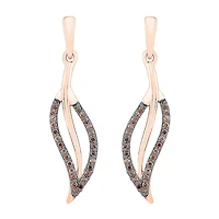 Womens 1/6 CT. T.W. Natural Champagne Diamond 10K Rose Gold Drop Earrings
