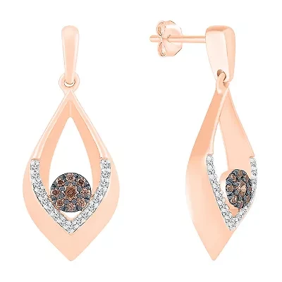 Womens 1/4 CT. T.W. Natural Champagne Diamond 10K Rose Gold Pear Drop Earrings