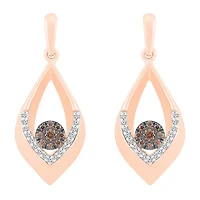Womens 1/4 CT. T.W. Natural Champagne Diamond 10K Rose Gold Pear Drop Earrings