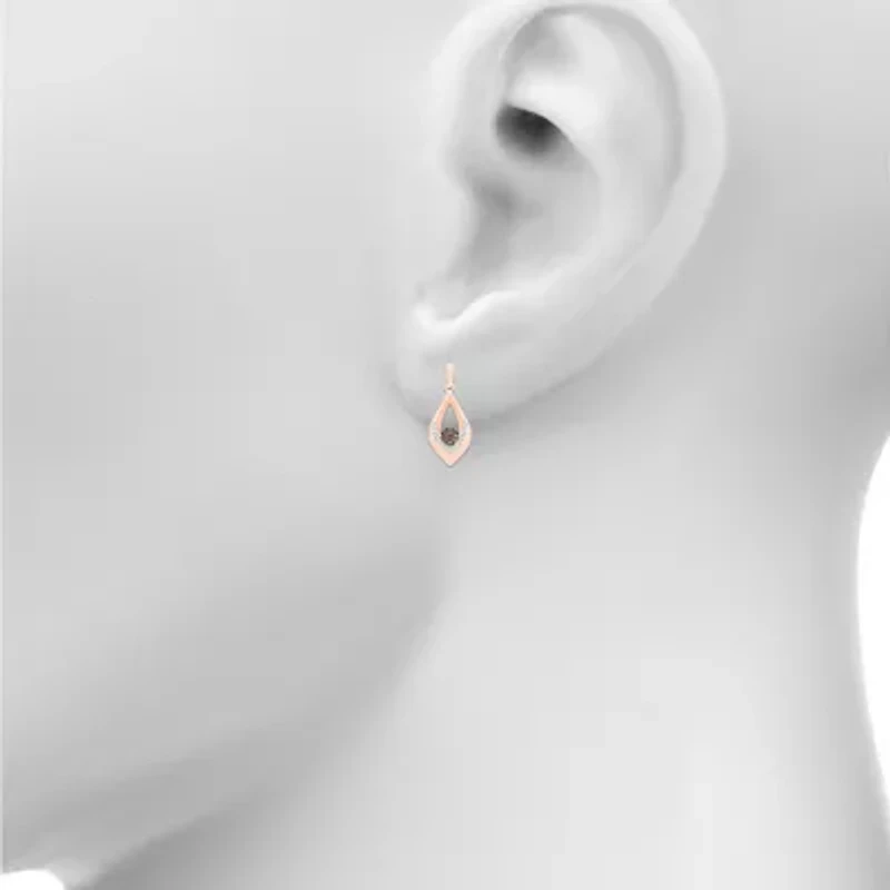 Womens 1/4 CT. T.W. Natural Champagne Diamond 10K Rose Gold Pear Drop Earrings