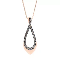 Womens 1/8 CT. T.W. Natural Champagne Diamond 10K Rose Gold Pear 18 Inch Pendant Necklace