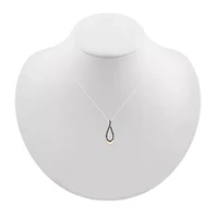 Womens 1/8 CT. T.W. Natural Champagne Diamond 10K Rose Gold Pear 18 Inch Pendant Necklace