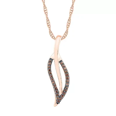 Womens 1/10 CT. T.W. Natural Champagne Diamond 10K Rose Gold 18 Inch Pendant Necklace