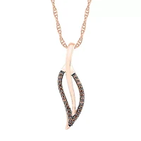 Womens 1/10 CT. T.W. Natural Champagne Diamond 10K Rose Gold 18 Inch Pendant Necklace