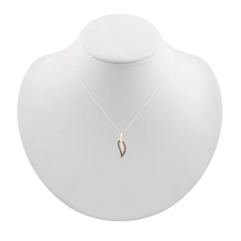 Womens 1/10 CT. T.W. Natural Champagne Diamond 10K Rose Gold 18 Inch Pendant Necklace