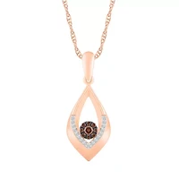 Womens 1/5 CT. Natural Champagne Diamond 10K Rose Gold Pear 18 Inch Pendant Necklace