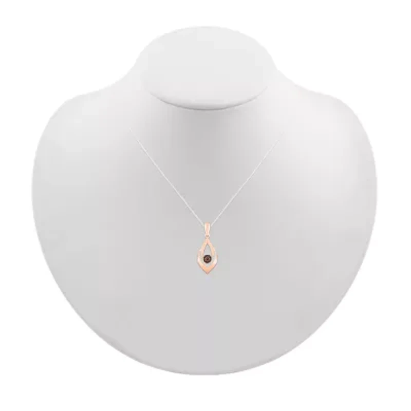 Womens 1/5 CT. Natural Champagne Diamond 10K Rose Gold Pear 18 Inch Pendant Necklace