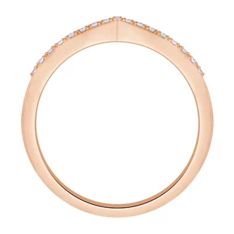 Womens 1/4 CT. T.W. Genuine White Diamond 10K Rose Gold Wedding Band