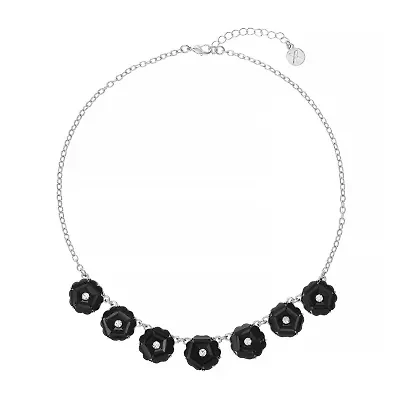 Mixit Womens Black 17 Inch Collar Necklace