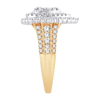Womens 1 1/ CT. T.W. Natural White Diamond 10K Gold Pear Halo Engagement Ring