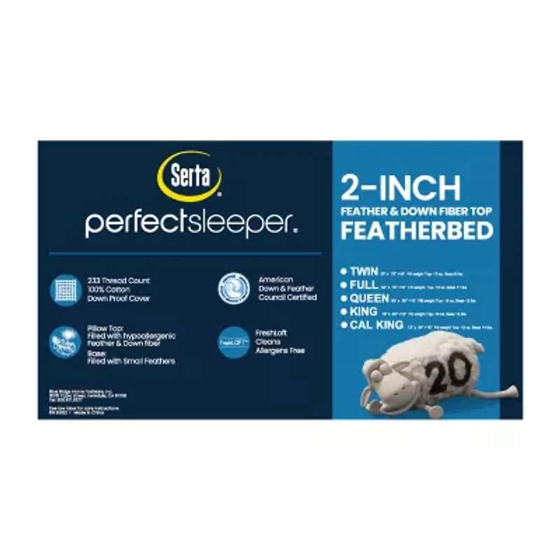 Serta 2" Feather And Down Fiber Top Featherbed