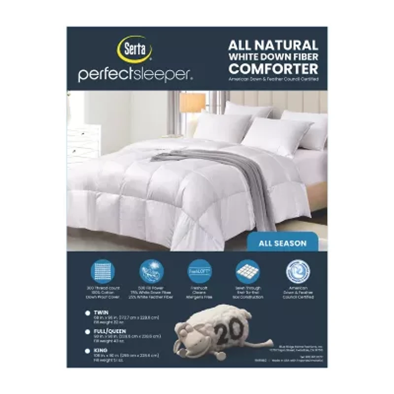 Serta 300 Thread Count All Seasons Warmth White Down Fiber Comforter