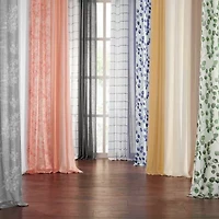 Fieldcrest Arden Solid Cotton Grommet Top Sheer Single Curtain Panel
