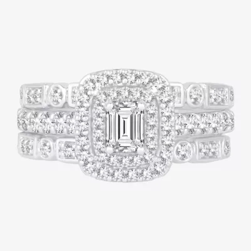 Signature By Modern Bride Womens 1 CT. T.W. Natural White Diamond 14K Gold Bridal Set
