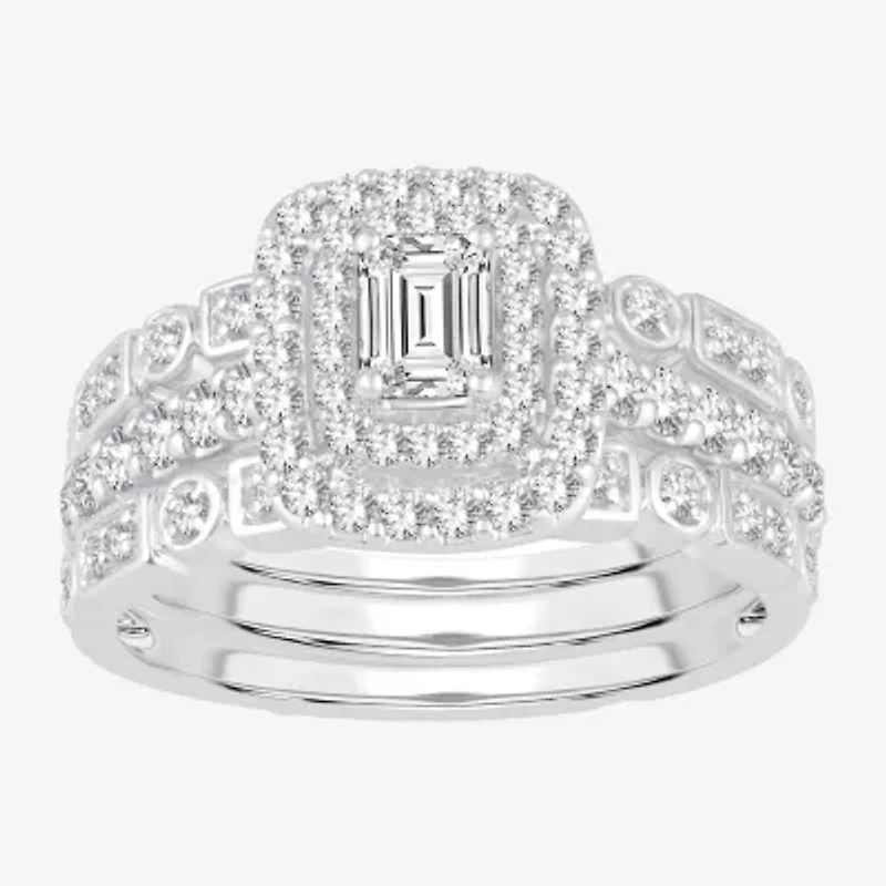 Signature By Modern Bride Womens 1 CT. T.W. Natural White Diamond 14K Gold Bridal Set