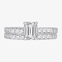 (H-I / SI1-SI2) Signature By Modern Bride Emerald Cut Womens 2 CT. T.W. Lab Grown White Diamond Bridal Set 14K Gold