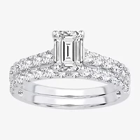 (H-I / SI1-SI2) Signature By Modern Bride Emerald Cut Womens 2 CT. T.W. Lab Grown White Diamond Bridal Set 14K Gold