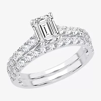 (H-I / SI1-SI2) Signature By Modern Bride Emerald Cut Womens 2 CT. T.W. Lab Grown White Diamond Bridal Set 14K Gold
