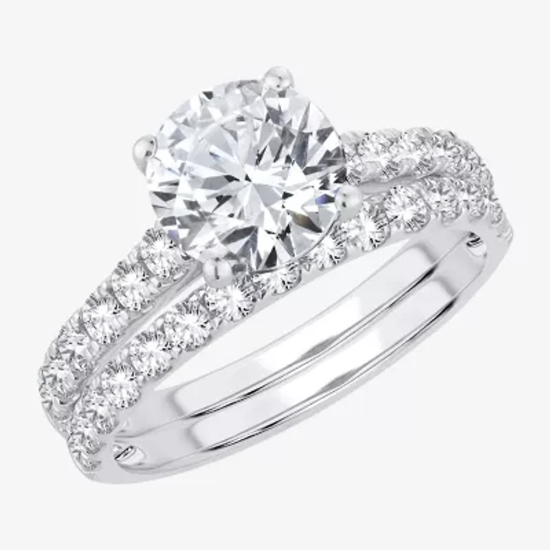 Signature By Modern Bride (H-I / Si1-Si2) Womens 2 CT. T.W. Lab Grown White Diamond 14K Gold Round Bridal Set
