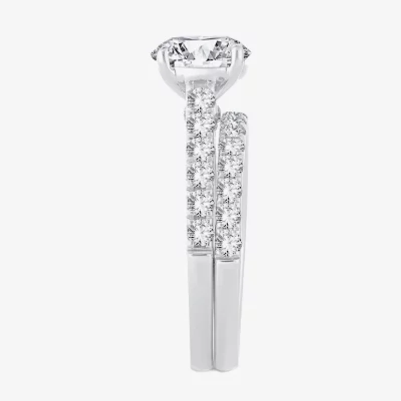 Signature By Modern Bride (H-I / Si1-Si2) Womens 2 CT. T.W. Lab Grown White Diamond 14K Gold Round Bridal Set