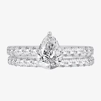 (H-I / SI1-SI2) Signature By Modern Bride Womens 2 CT. T.W. Lab Grown White Diamond 14K Gold  Pear Bridal Set