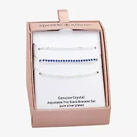 Sparkle Allure Womens Blue Crystal Pure Silver Over Brass Strand Bracelet