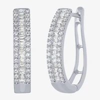 Womens 1/2 CT. T.W. Natural White Diamond 10K Gold 18.6mm Hoop Earrings
