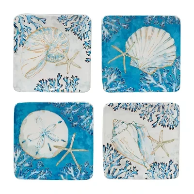 Certified International Playa Shells 4pc. Earthenware Appetizer Plate
