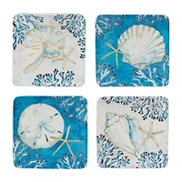 Certified International Playa Shells 4pc. Earthenware Appetizer Plate