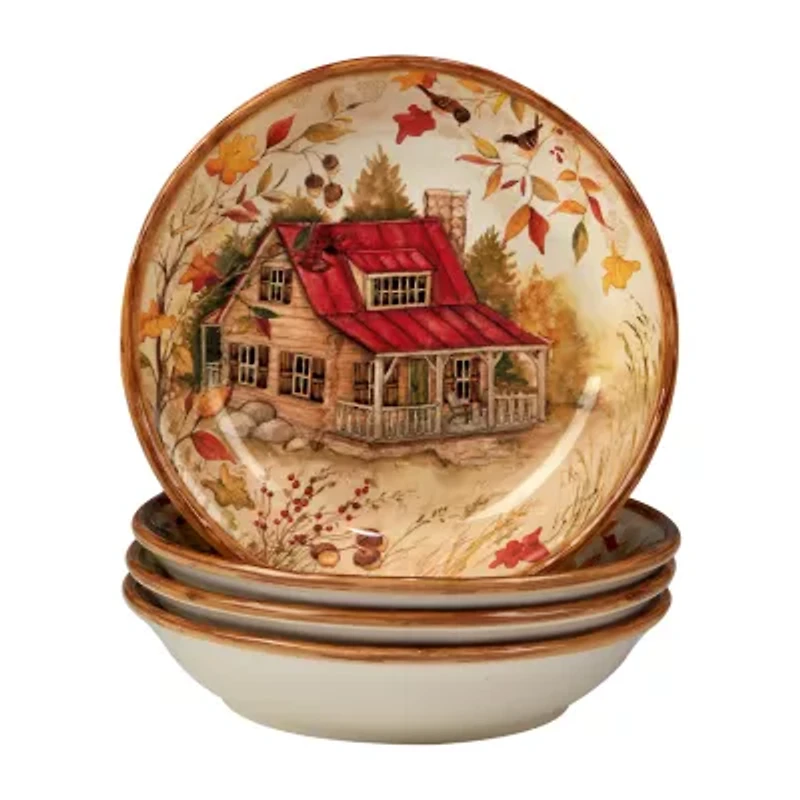 Certified International Pine Forest 4-pc. Earthenware Soup Bowl