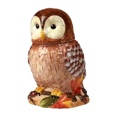 Certified International Pine Forest 3-D Owl Cookie Jar 10"