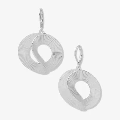 Worthington Silver Tone Womens Round Drop Earrings