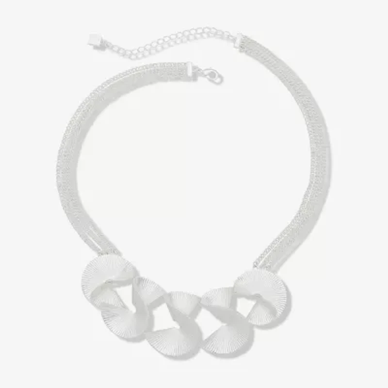 Worthington Silver Tone Womens 17 Inch Collar Necklace