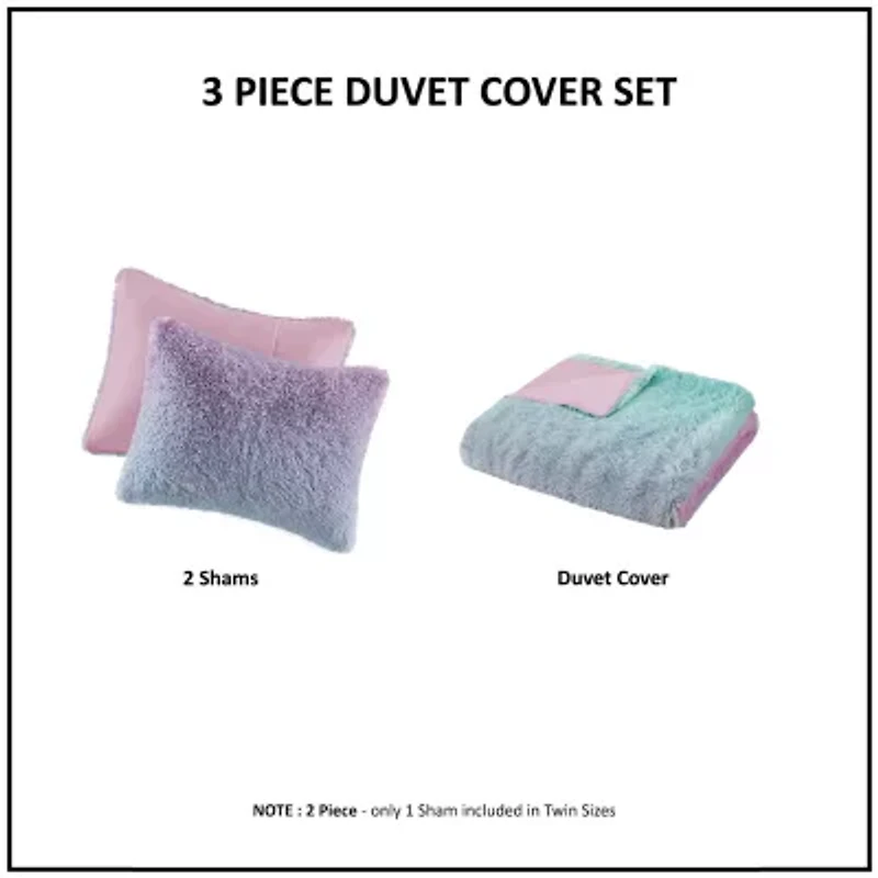 Intelligent Design Ombre Shaggy Faux Fur Duvet Cover Set
