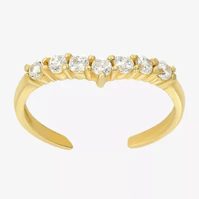 White Cubic Zirconia 10K Gold Adjustable Toe Ring
